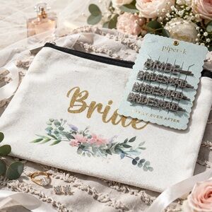 Bridal Accessories Bundle 💍 Bride Makeup Bag + Hair Clips Set
